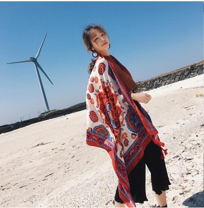 Bohemian Sun Flower Beach Towel Sunscreen Shawl Scarf