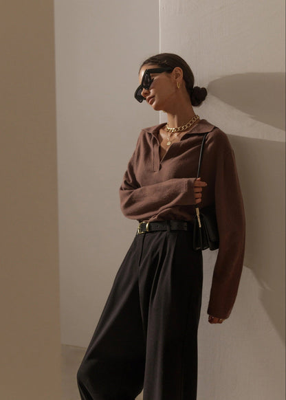 Soft Knit Polo Sweater In Plush Knit Fabric