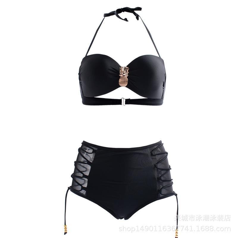 Sexy Solid Color Split Bikini Amazon Pineapple Decorative Bandage