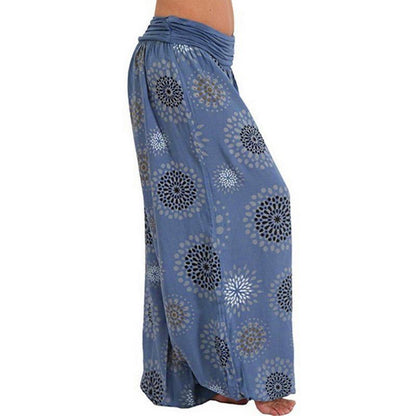 Digital Printed Ethnic Loose Wide-Leg Pants