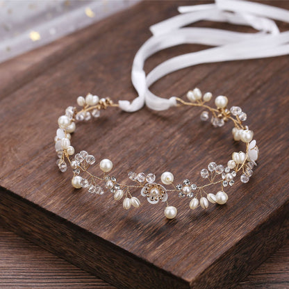 Handcrafted Pearl Flower Headband for Brides and Girls