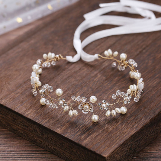 Handcrafted Pearl Flower Headband for Brides and Girls