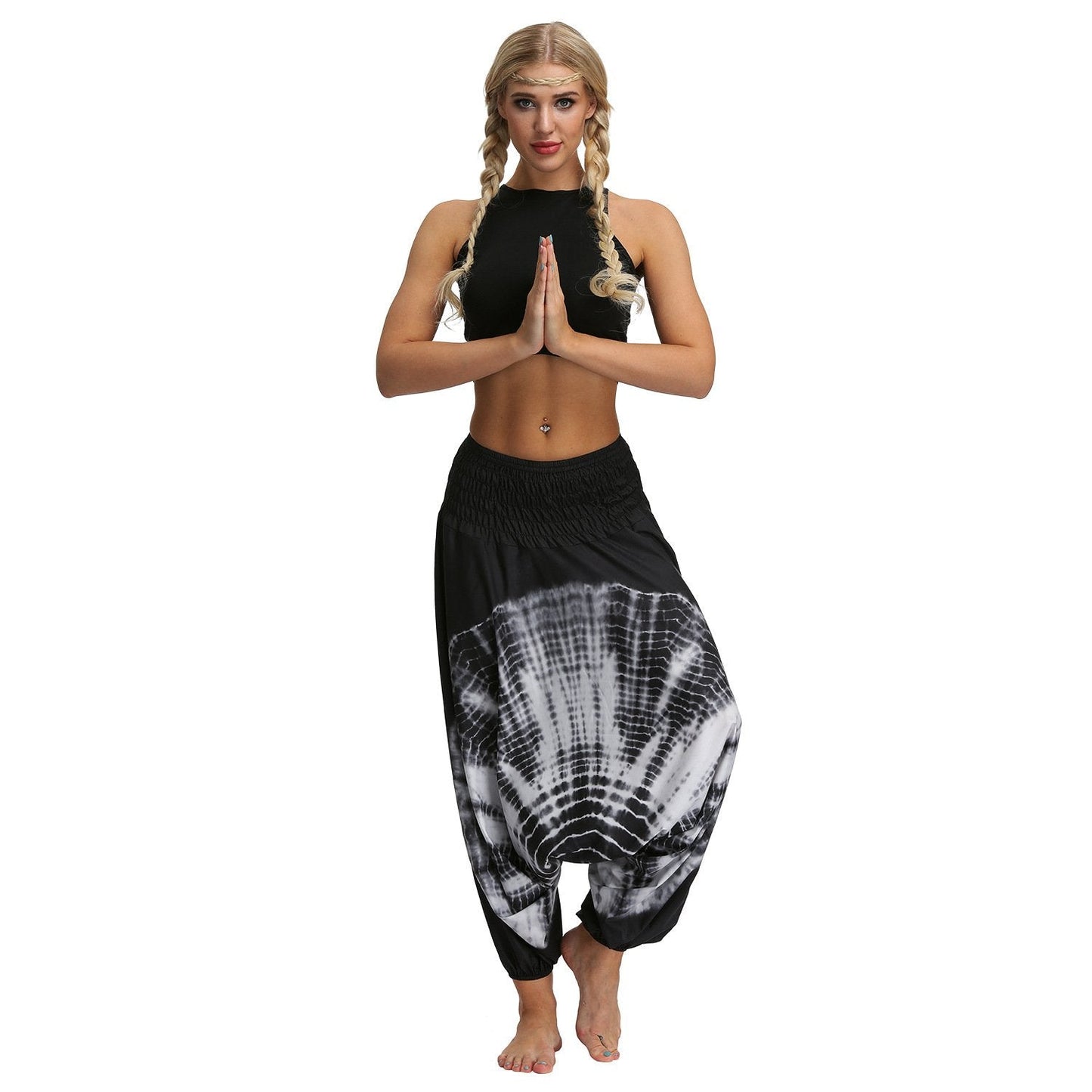 Dyed Digital Printed Women'S Sports Yoga Pants Large Size Loose-Fitting Lantern Dance Pants.