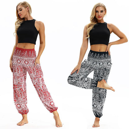 Printed Belly Dance Pants Women Loose Casual Yoga Pants