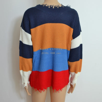 Split Knit Sweater V-Neck Knit Sweater