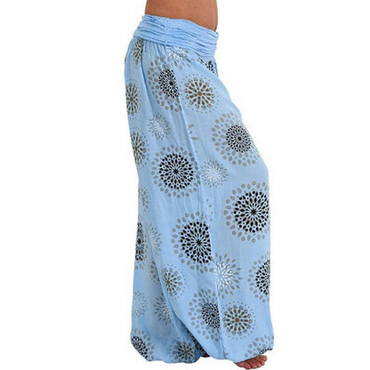 Digital Printed Ethnic Loose Wide-Leg Pants