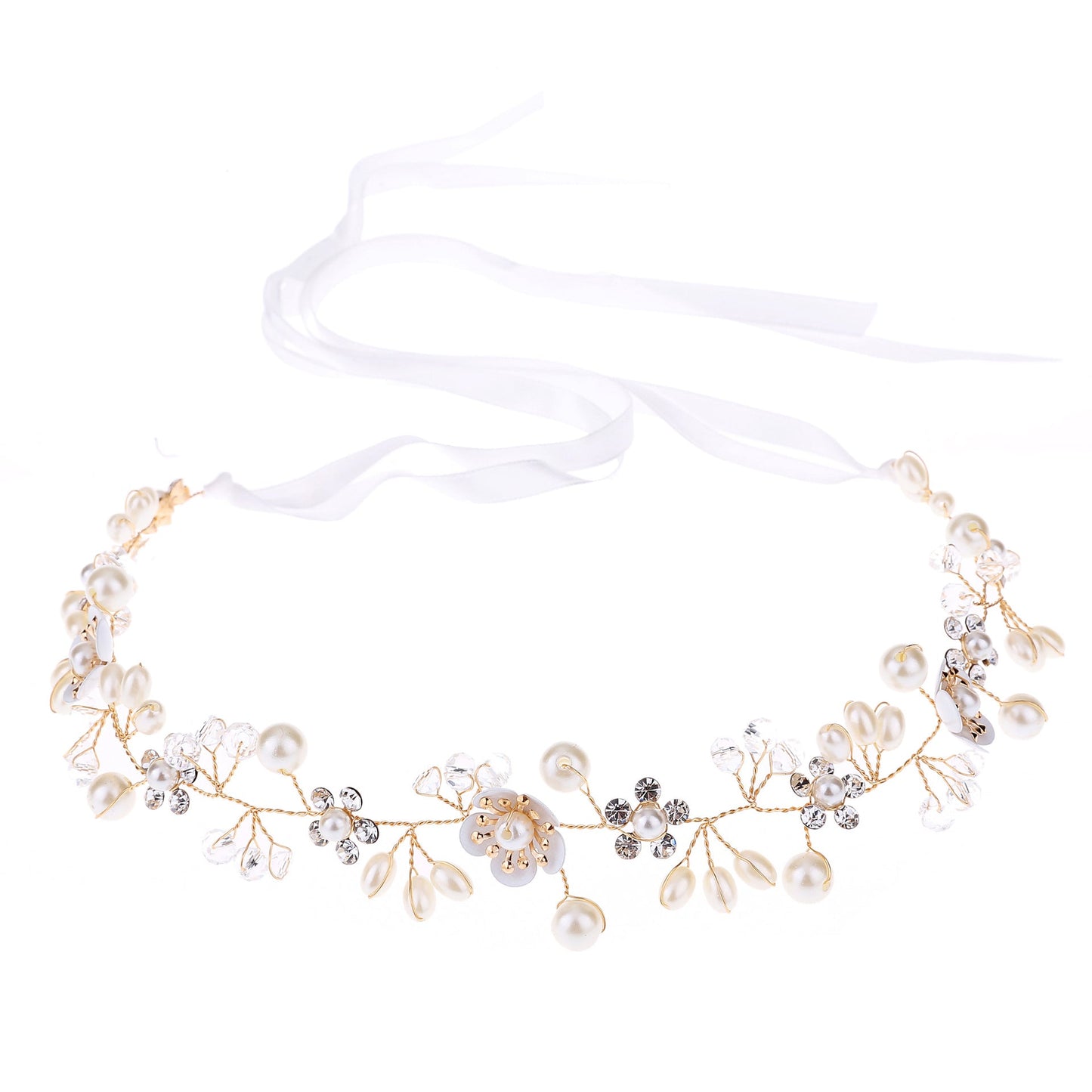 Handcrafted Pearl Flower Headband for Brides and Girls