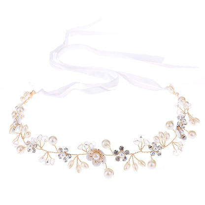 Handcrafted Pearl Flower Headband for Brides and Girls