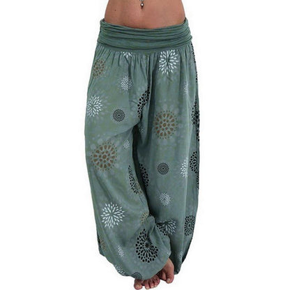 Digital Printed Ethnic Loose Wide-Leg Pants