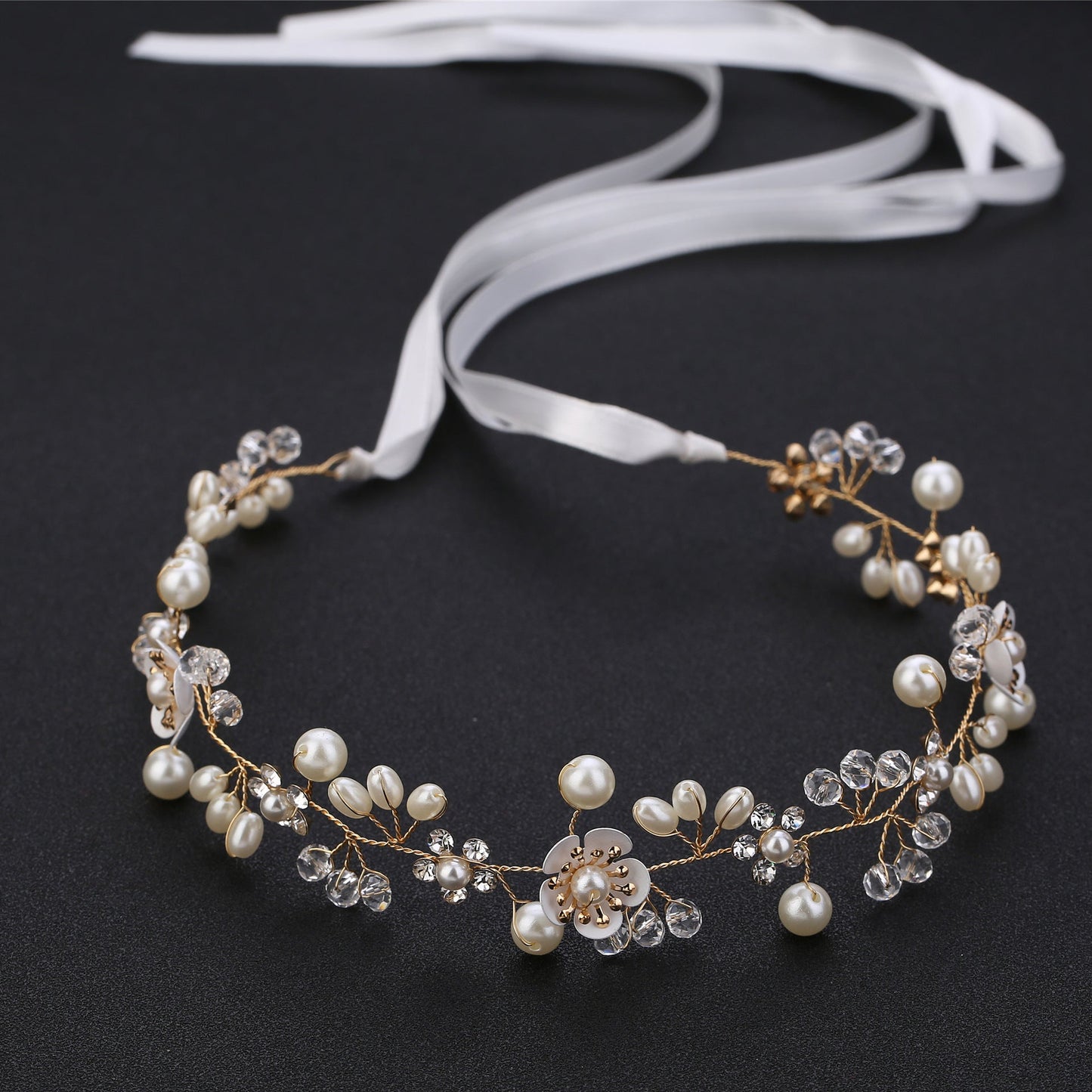 Handcrafted Pearl Flower Headband for Brides and Girls
