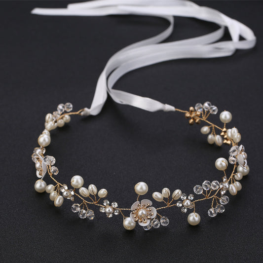 Handcrafted Pearl Flower Headband for Brides and Girls