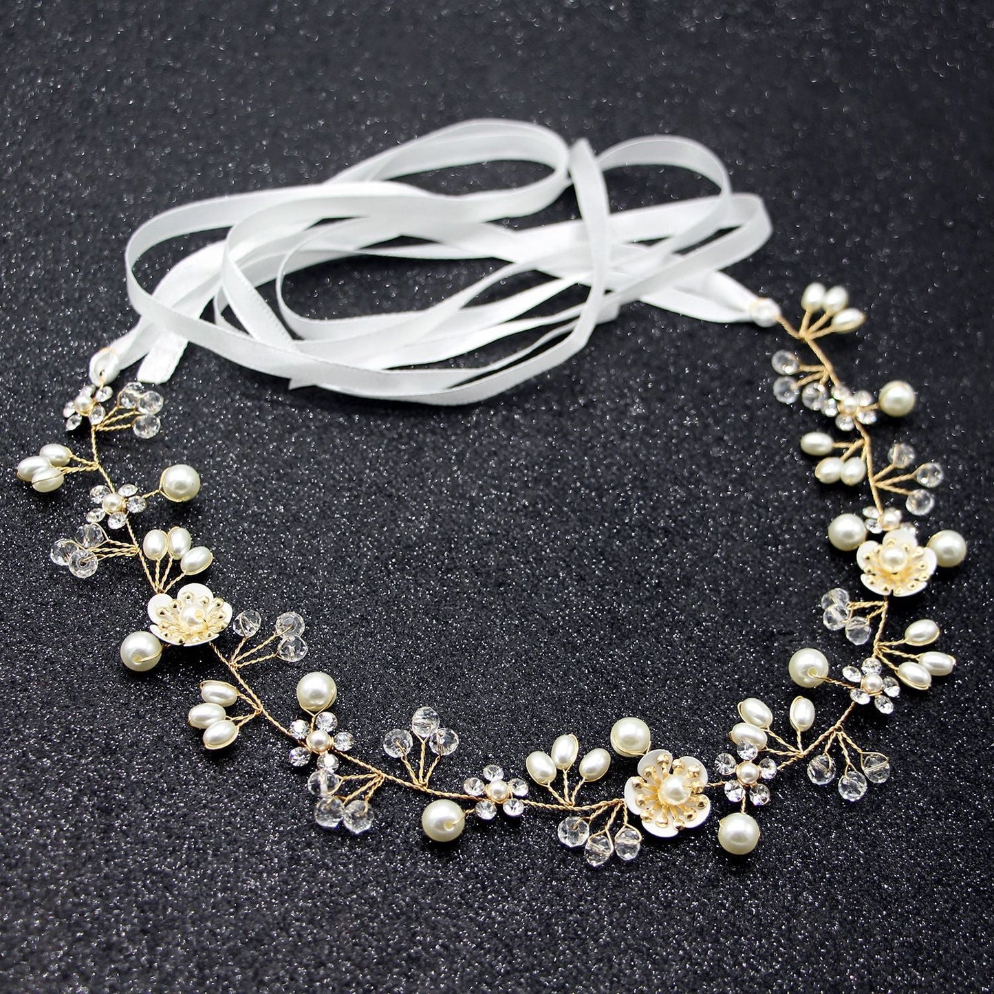 Handcrafted Pearl Flower Headband for Brides and Girls