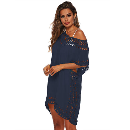 V-Neck Hollow Out Beach Cover-Up Dress