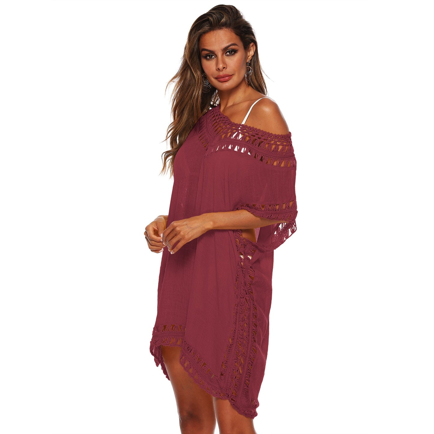 V-Neck Hollow Out Beach Cover-Up Dress