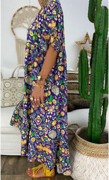New Print Loose Ruffled Long Skirt