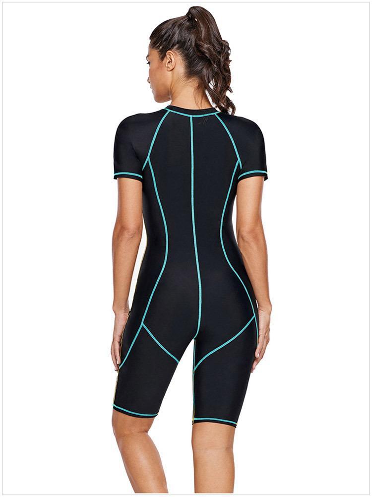 Diving Suit Short-Sleeved Zipper Sunscreen Quick-Drying Surfing One-Piece Swimsuit
