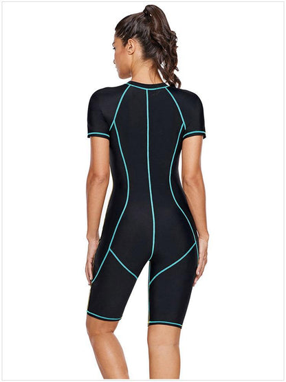 Diving Suit Short-Sleeved Zipper Sunscreen Quick-Drying Surfing One-Piece Swimsuit
