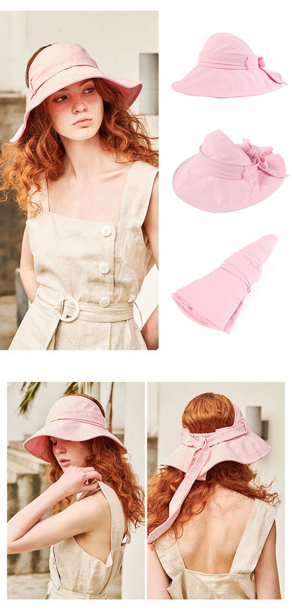 Summer Women'S Empty Top Big Brim Cover Face Fisherman Hat