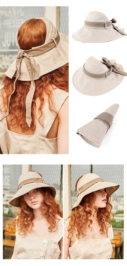 Summer Women'S Empty Top Big Brim Cover Face Fisherman Hat