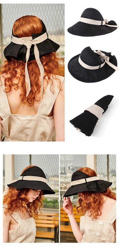 Summer Women'S Empty Top Big Brim Cover Face Fisherman Hat
