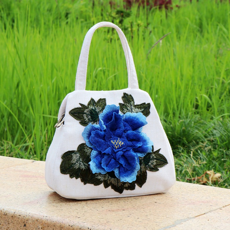 Ethnic Embroidery Bag Canvas Leisure Bag Handbag Embroidery Three-Dimensional Bag