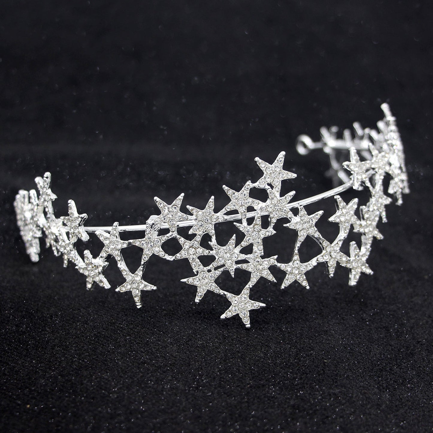 Star Rhinestone Crown Headband Bridal Hair Accessory