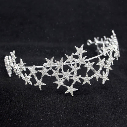 Star Rhinestone Crown Headband Bridal Hair Accessory