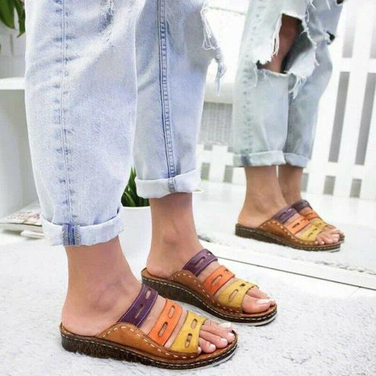 Sandals Female Large Size Wedge With Thick Base Color Matching Ladies Sandals And Slippers