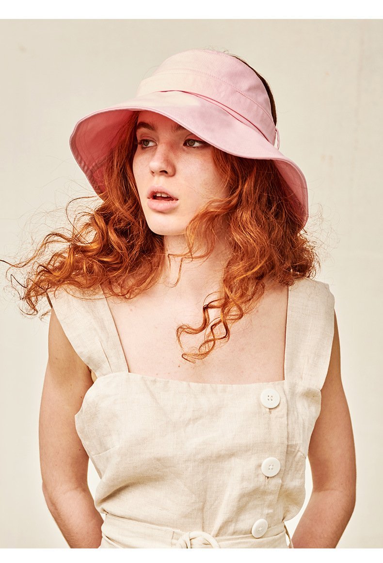 Summer Women'S Empty Top Big Brim Cover Face Fisherman Hat