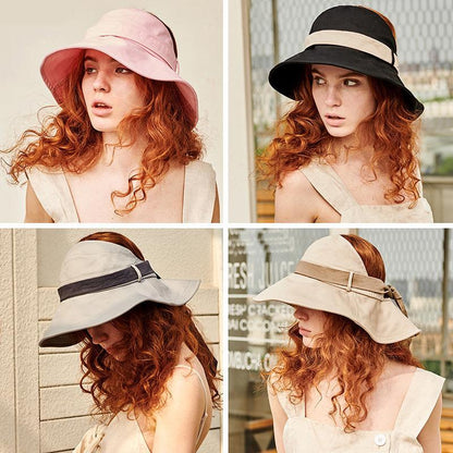 Summer Women'S Empty Top Big Brim Cover Face Fisherman Hat
