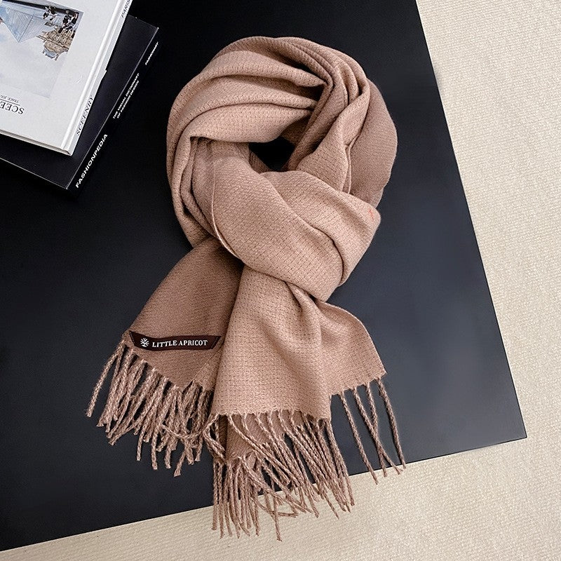 Color Blocking Imitation Cashmere Thick Warm Scarf