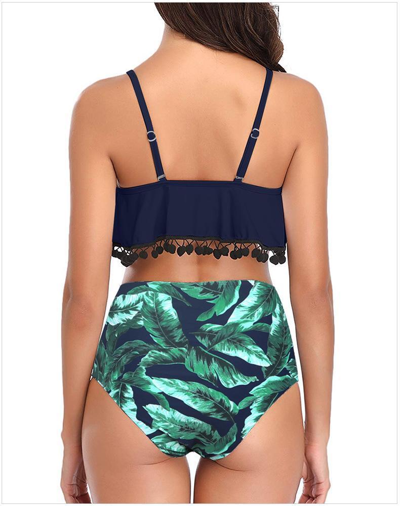 Spa Cover Belly Two-Piece Hem Ball Tassel Bikini