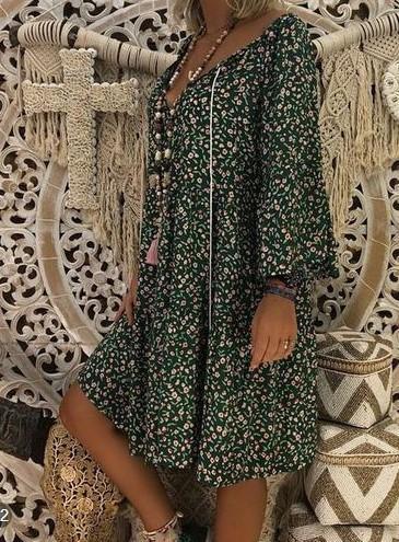 Boho Style Printed Loose Fitting Dress