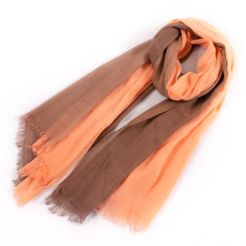 Scarvii - Elegant Contrast Style Cotton Long Scarf