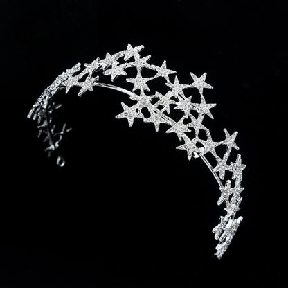 Star Rhinestone Crown Headband Bridal Hair Accessory