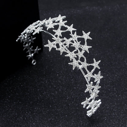 Star Rhinestone Crown Headband Bridal Hair Accessory