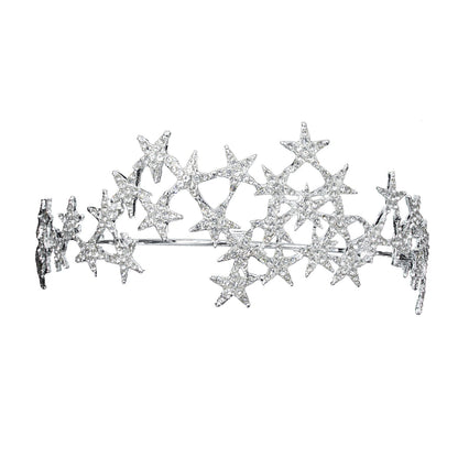 Star Rhinestone Crown Headband Bridal Hair Accessory