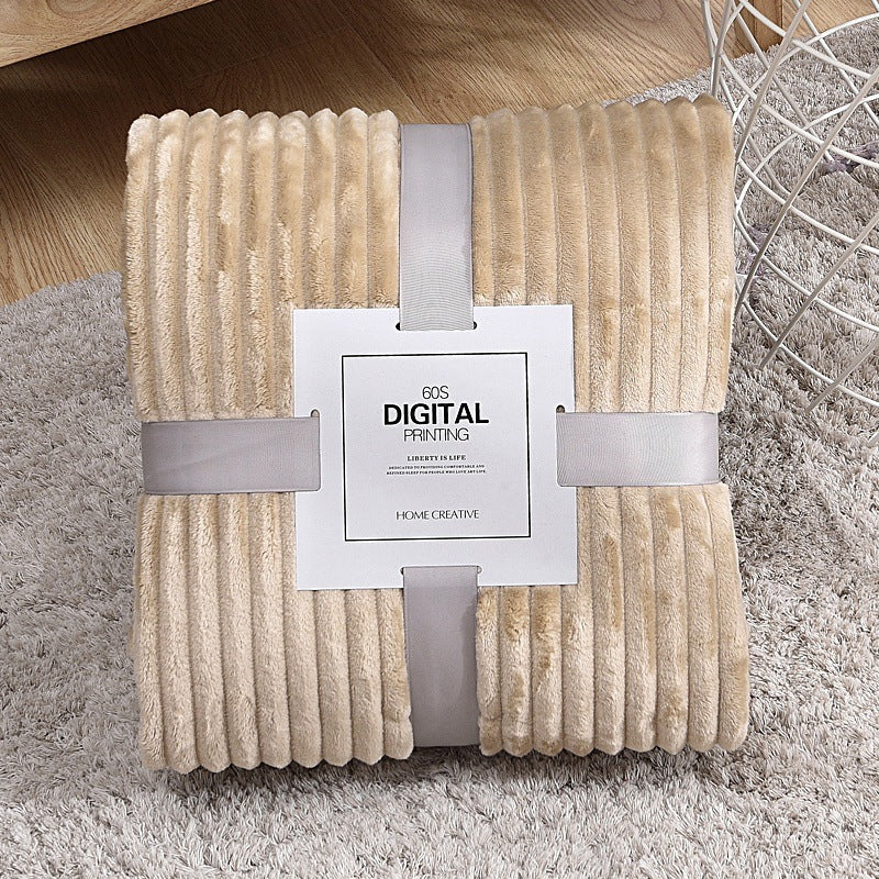 Minimalist Fleece Flannel Velvet Ribbed Throw Blanket