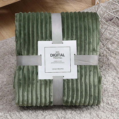 Minimalist Fleece Flannel Velvet Ribbed Throw Blanket