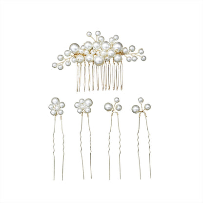 Vintage Baroque Pearl Hair Comb Set for Brides