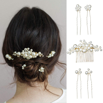 Vintage Baroque Pearl Hair Comb Set for Brides