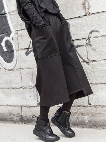 Casual Loose Asymmetric High Waisted Straight Leg Pants