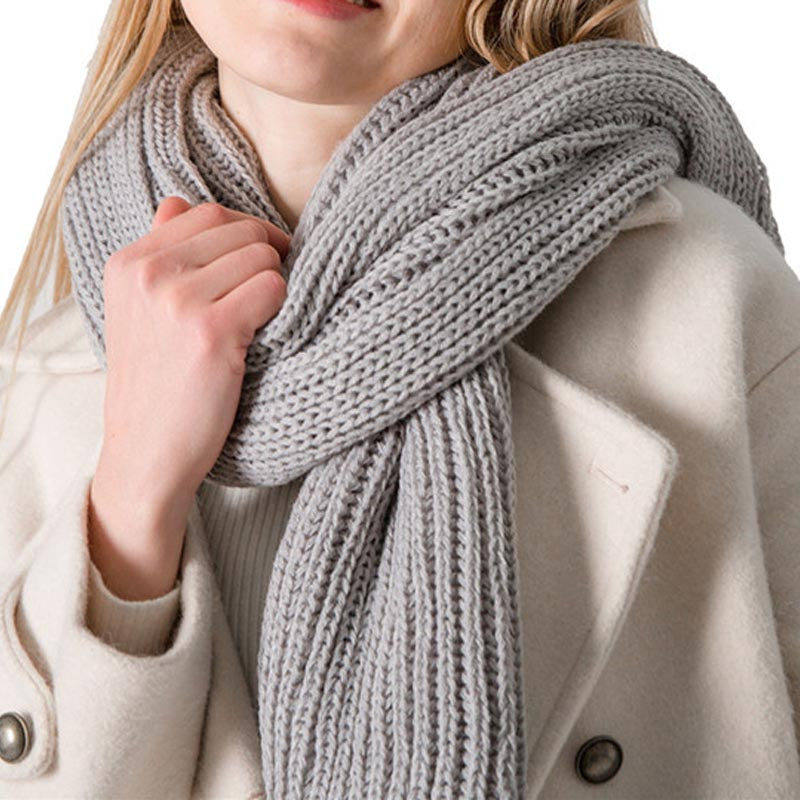 Trendy Warm Solid Color Knit Long Scarf