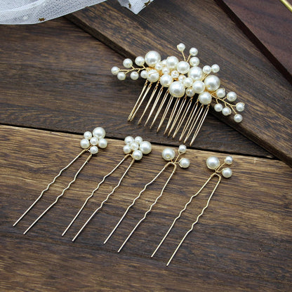 Vintage Baroque Pearl Hair Comb Set for Brides