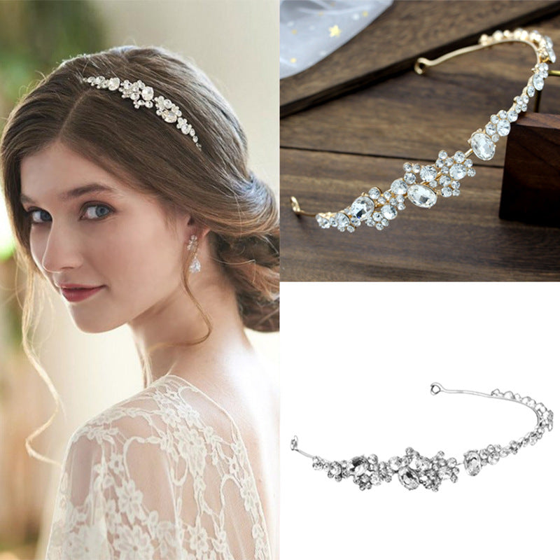 Rhinestone Crown Headband Elegant Hair Accessory for Weddings