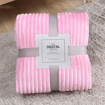 Minimalist Fleece Flannel Velvet Ribbed Throw Blanket