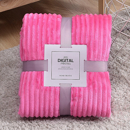 Minimalist Fleece Flannel Velvet Ribbed Throw Blanket