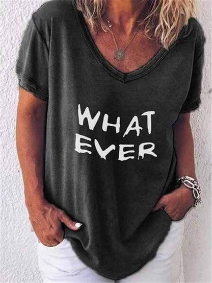 T-Shirt With Short Sleeve And Round Collar Printed Letters
