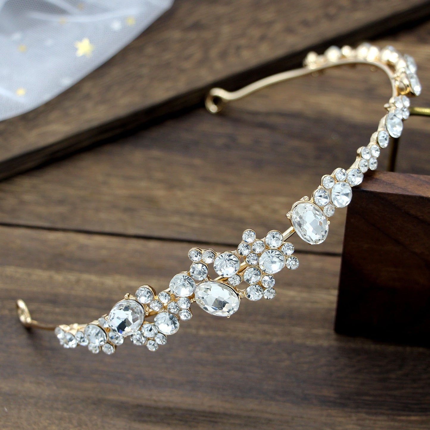 Rhinestone Crown Headband Elegant Hair Accessory for Weddings