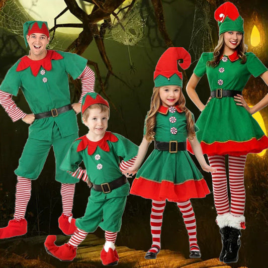 Children'S Halloween Costume Christmas Elf Costume Cosplay Adult Men'S And Women'S Christmas Costume